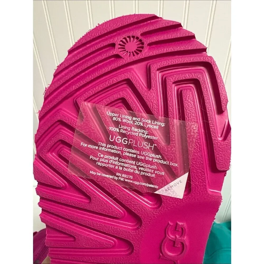 Ugg Australia Kids Hot Pink Neumel II Side Zipper Lace Up Booties Size 12